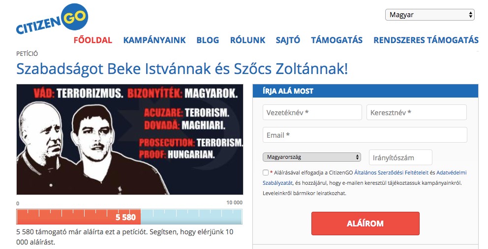 Petíció Beke István és Szőcs Zoltán szabadon bocsátásáért