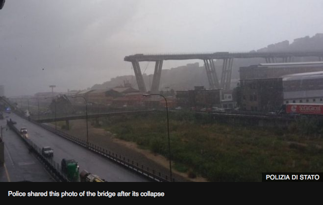 Összeomlott egy autópálya-híd Olaszországban