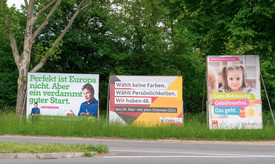 A Zöldek, a CDU és az SPD választási plakátja