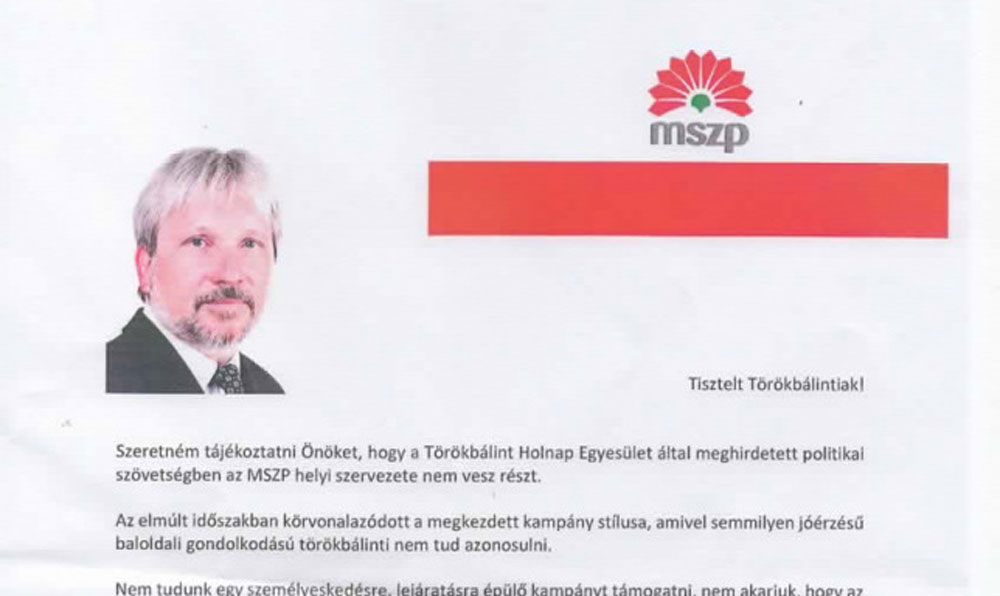 Az MSZP kiszáll a törökbálinti összefogásból