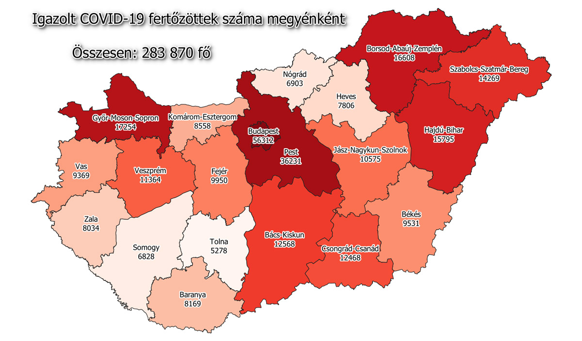 3470 fővel nőtt a magyarországi fertőzöttek száma