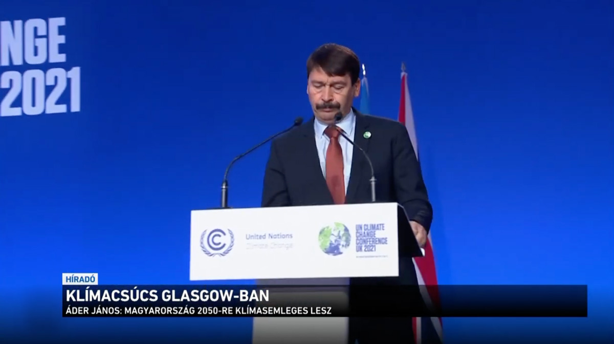Áder János beszédet mondott a glasgow-i klímacsúcson