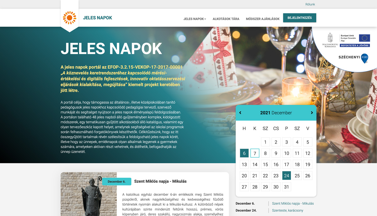 Jeles napok megismerését segítő oktatási honlap indult