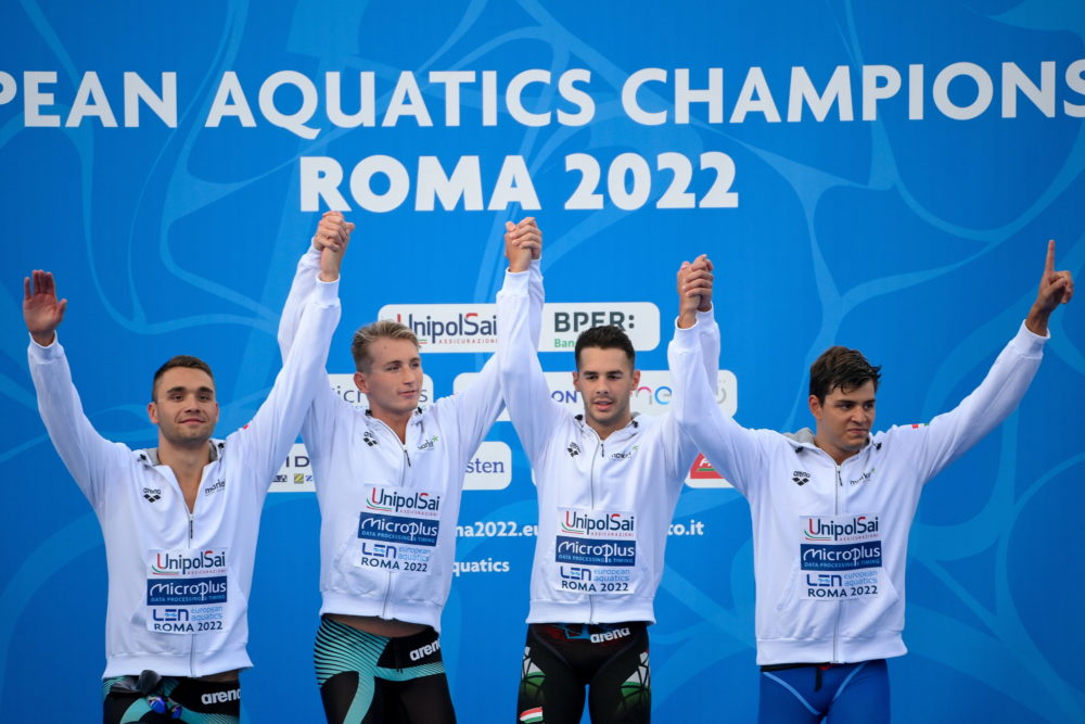 Aranyérmes a 4x200 méteres magyar férfi gyorsváltó