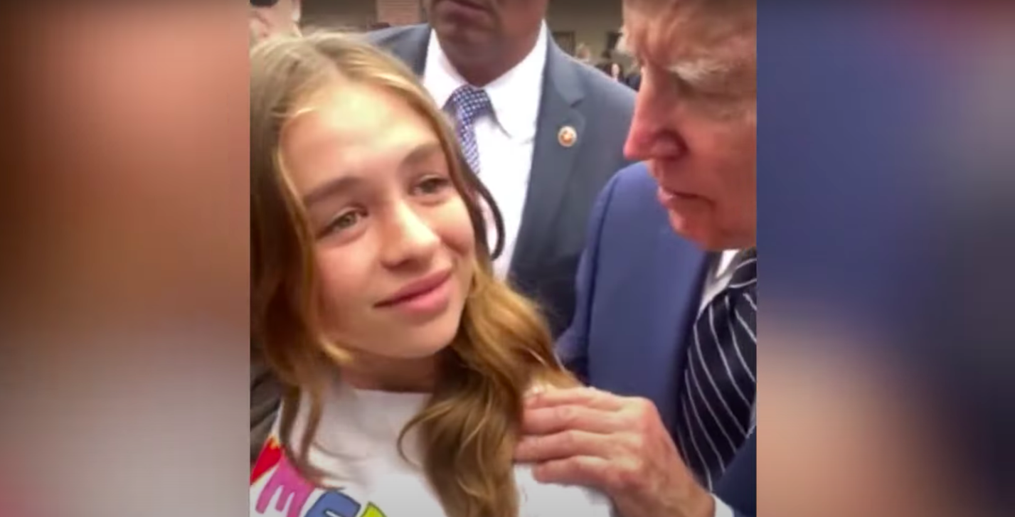 Videón, ahogy Joe Biden randizási tippeket ad egy kislánynak