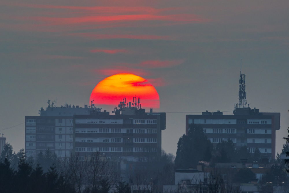 A lemenő Nap Nagykanizsánál