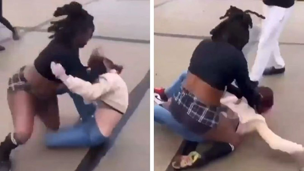 Tiszta erőből aszfaltba verték a fehér lány fejét (videó 18+)