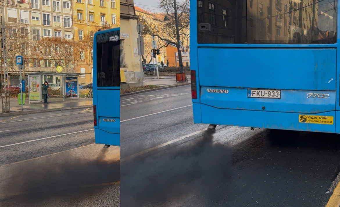 Fekete füstöt okádva közlekedik a BKV egyik busza (Videó!)