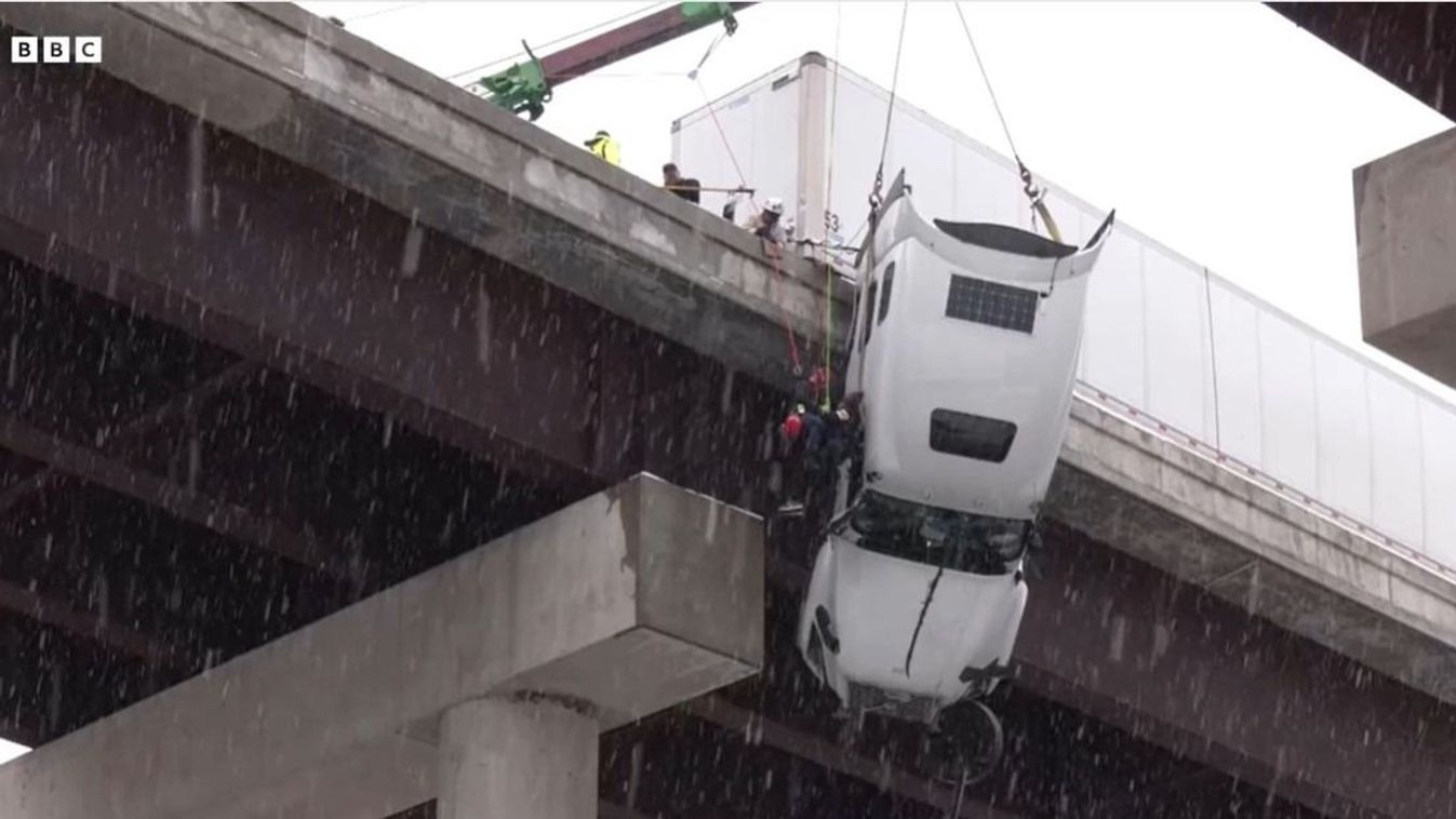Lélegzetelállító mentés: a semmiben lógott órákig a kamionos + Videó!