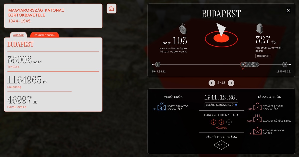 Térképen Magyarország 1944–45-ös katonai birtokbavétele