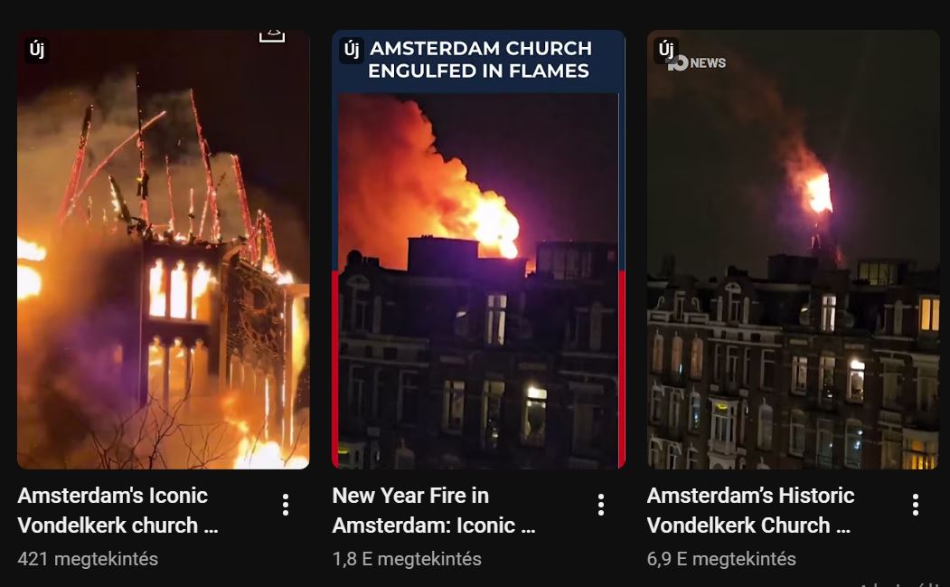 Tűz pusztított el egy neves amszterdami templomépületet (Videó!)