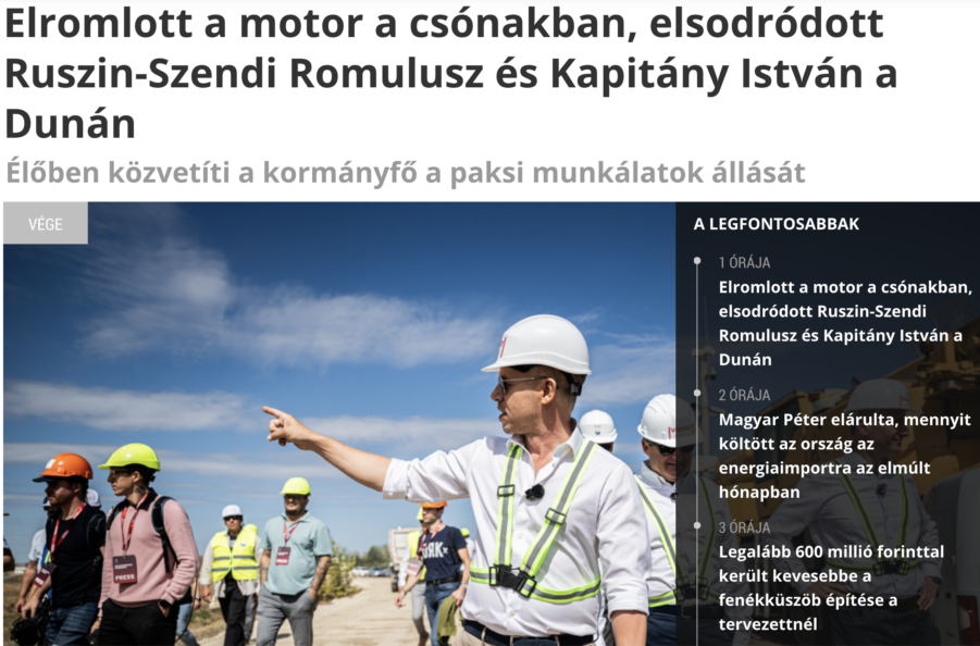 Index.hu: elsodródott Ruszin-Szendi Romulusz és Kapitány István a Dunán