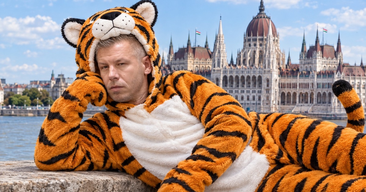 Szopós borjú tigrisbőrben